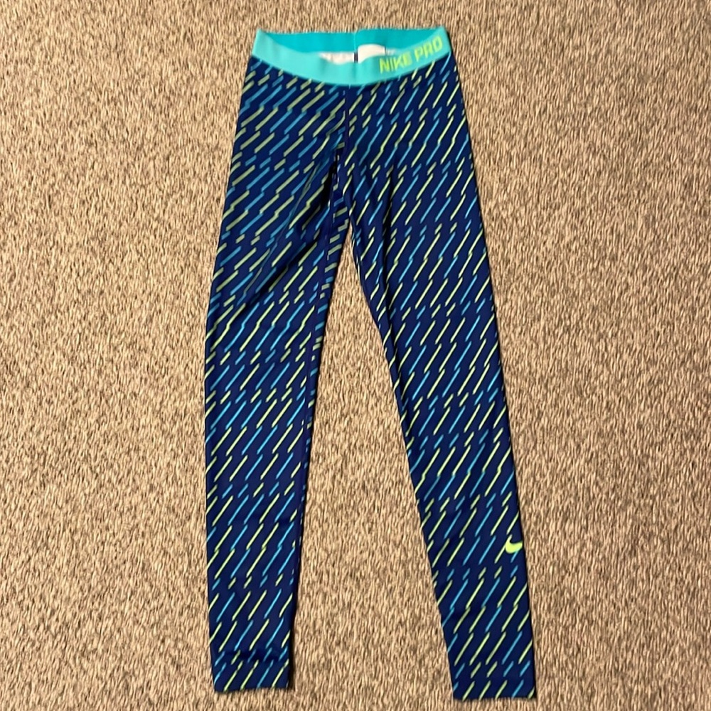 Women’s Nike Pro Spandex Pants - Teal; Size S